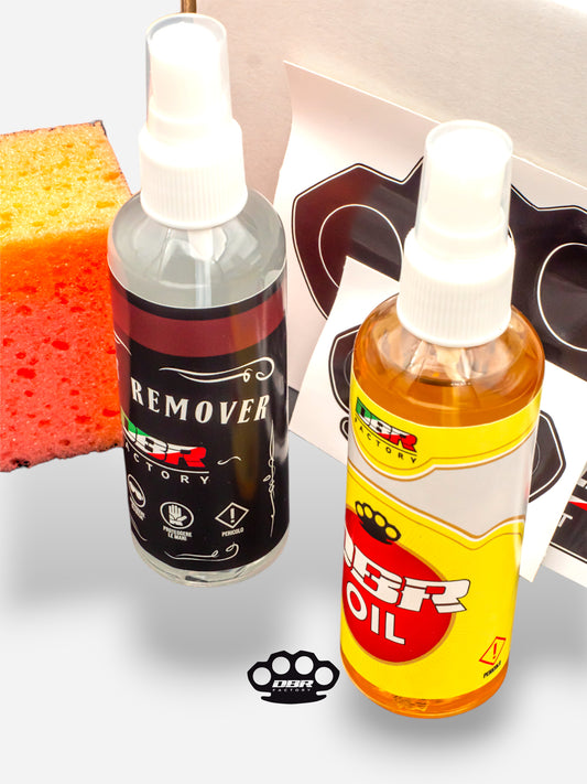 DBR Care Kit Classic - Olio Antiruggine + Rostentferner + Schwamm & Aufkleber